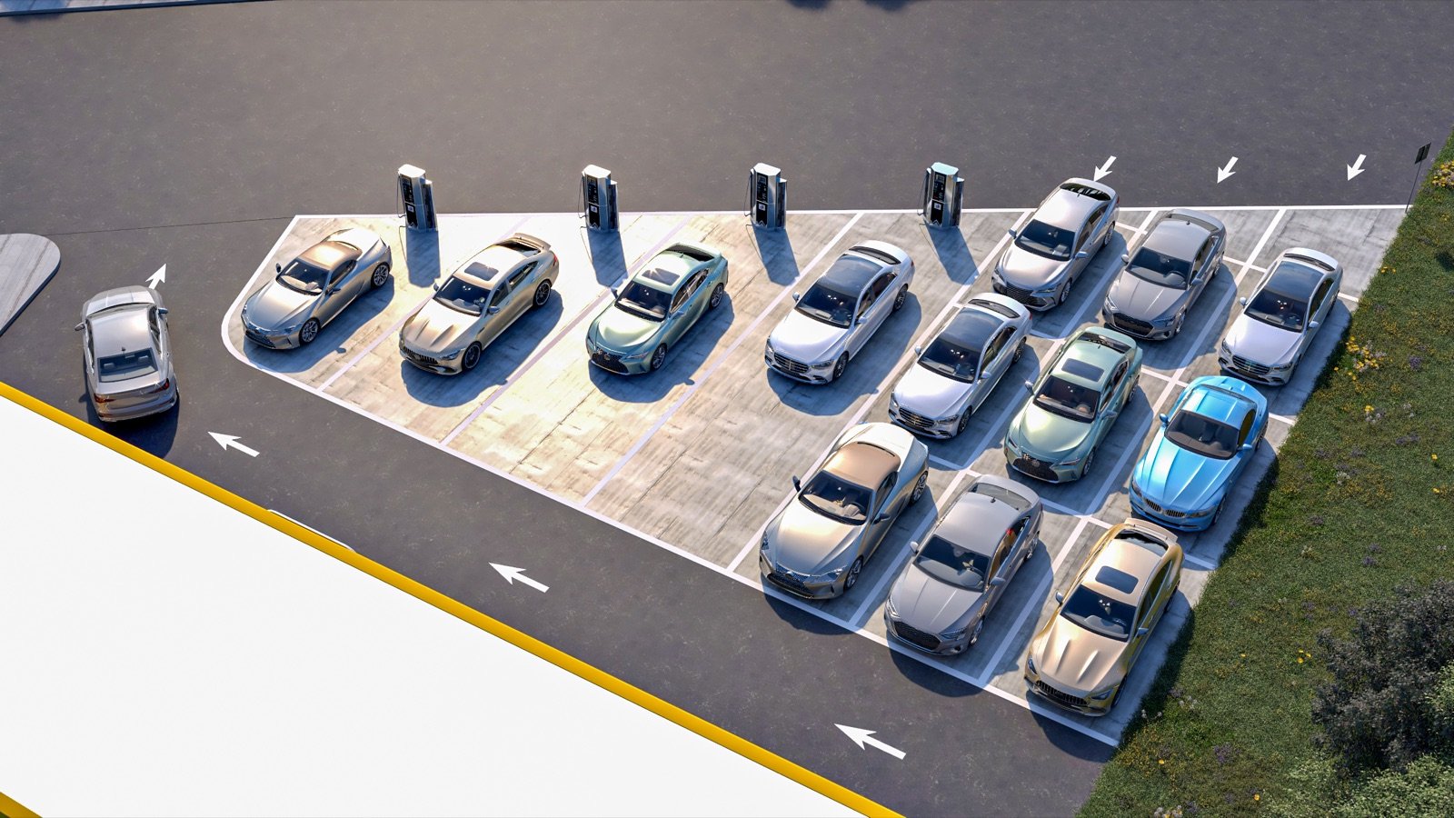Pristine Wash self-contained vehicle entry, queueing, bays and exit concept